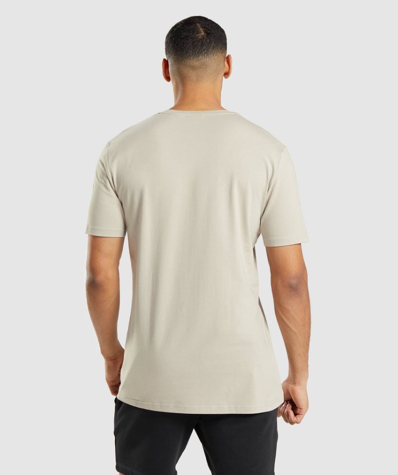 Men's Gymshark Essential T-Shirts Beige | NZ 4CTYHW